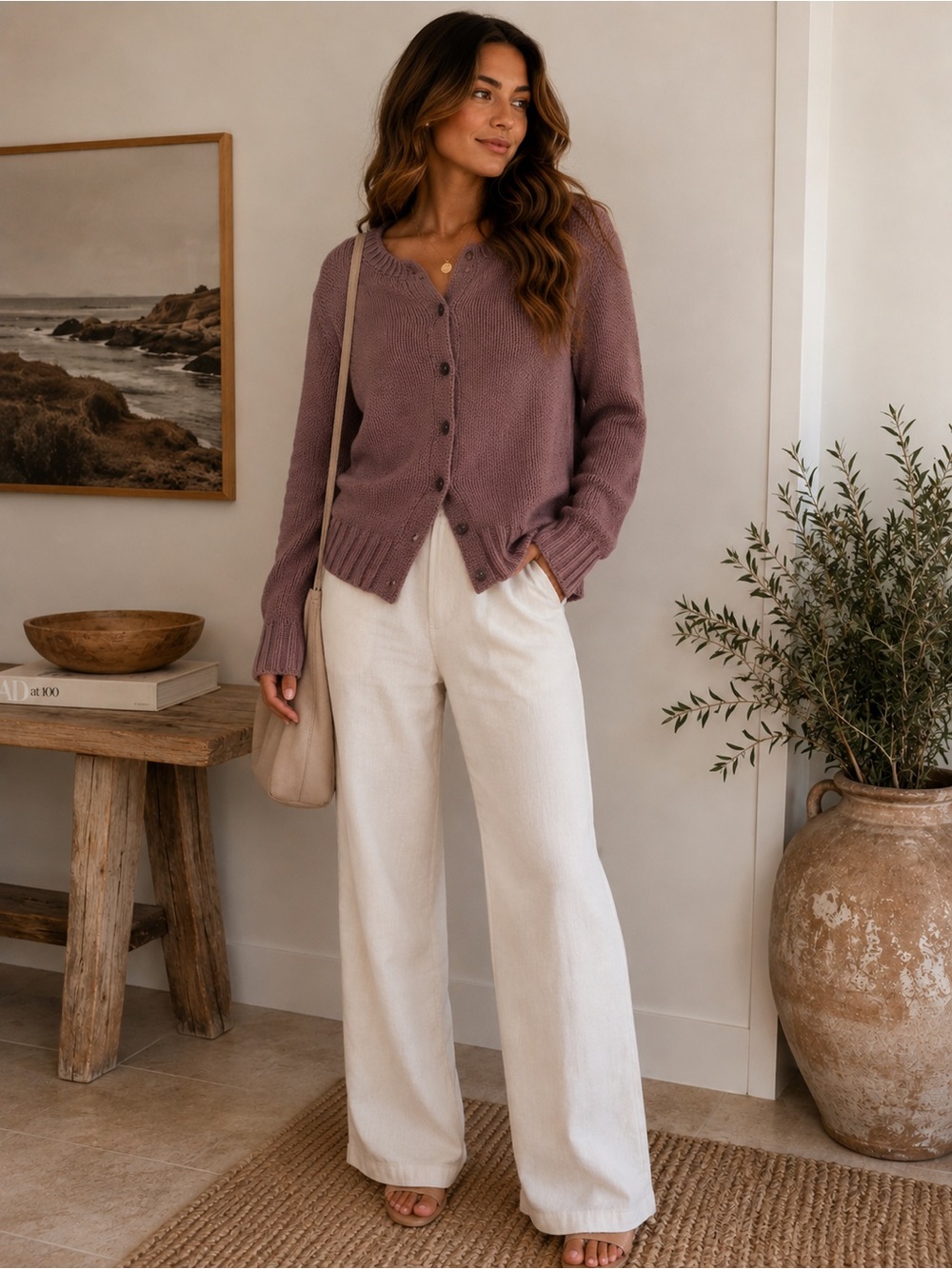 Moon & Madison Neutral Button Front Cardigan